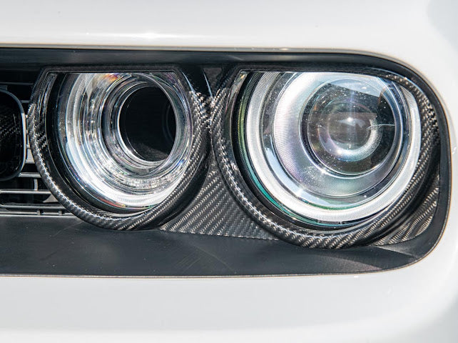 15-23 CHALLENGER CARBON FIBER HEADLIGHT TRIM COVER W/ FRONT GRILLE INSERT